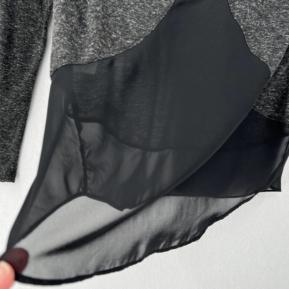 LNA Shirt Womens XS Gray Marl Black Scoop Back Sheer Panel Long Sleeve Top Tee - Picture 7 of 13